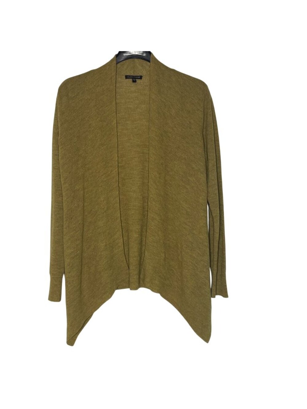 Eileen Fisher Wool Lightweight Loose Knit Cardigan Sweater Sz SM Open Chartreuse